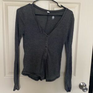 Long Sleeve Henley Top dark gray
